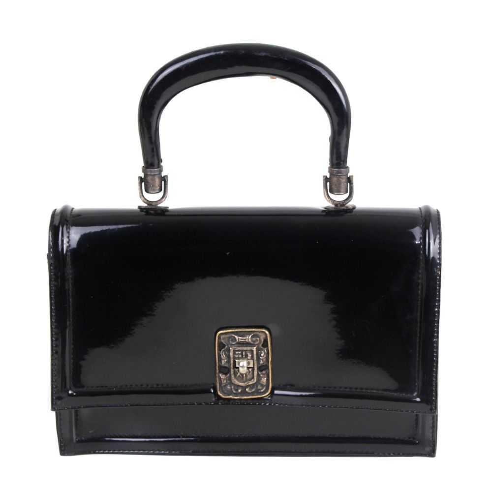 Nordstrom Best PATENT BLACK GENUINE LEATHER POCKETBOOK BAG HANDBAG SMALL PURSE